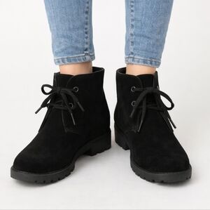 Nicole Black Suede Lace-Up Ankle Boots
